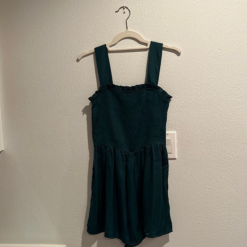 Sleeveless Green TCEC Smocked Romper